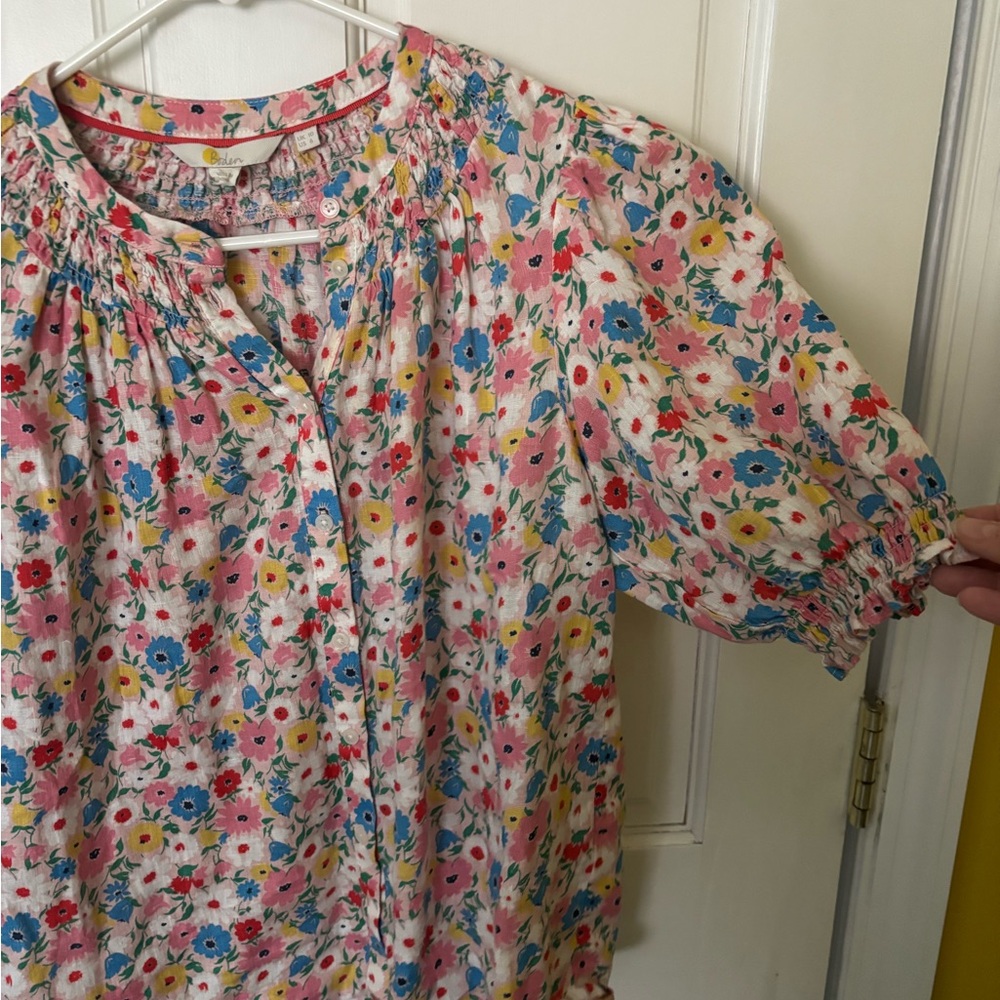 Boden Floral Blouse - Pink, Blue, Yellow